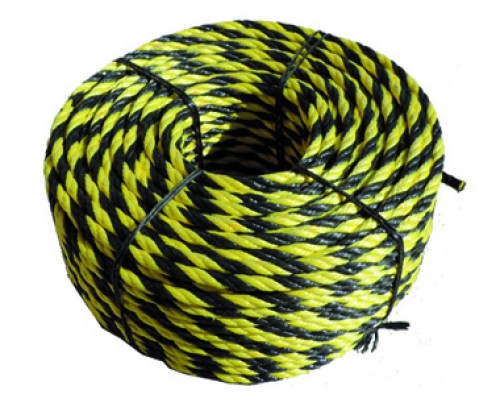 Corde polypropylène torsadée multi-brins noire et jaune - 100 m